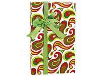 Trendy RED Green Christmas Paisley Gift Wrap Wrapping Paper - 16ft Roll