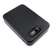 Portable Mini Safe Storage Box w/Combination Lock - Hidden Lockbox w/Cable Tether - TSA Approved Travel Case for Car Home Dorm Room Vacation | Fits Gun Pistol Passport Jewelry Money 9.5 x 6.5 x 2 in