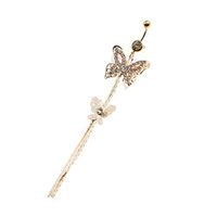 Women Fashion Stainless Steel Crystal Belly Button Ring Navel Beauty Womans Party Trendy Styling Style Cute Nice Stylish Decoration | Color - Dual Butterfly