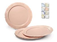 " OCCASIONS" 40 Plates Pack, Vintage Party, Disposable Wedding Party Plastic Plates (10.25'' Dinner Plate, Portofino Blush/Antique Rose)