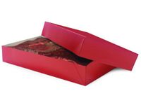 Pack of 25, Solid Red Gloss Apparel Gift Boxes 24 x 14 x 4" 100% Recycled Gloss Tint - 2 Pc Box for Easy Storage of Gifts, Apparel