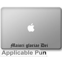 Maiori Gloriae Dei - Latin Text - Greater Glory of God - Black Vinyl Decorative Decal Sticker - Sized for 13" Macbooks or Car