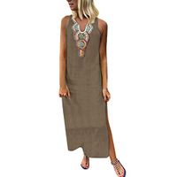African Dresses for Women Sleeveless Maxi Dress with Split Hem Baggy Beach Dresses