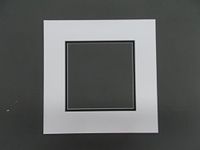 (1) 12x12 Square White and Black Double Picture Mats with White Core Bevel Cut for 8x8 Pictures