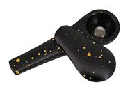 Gabrine Shiny Golden Point Zinc Alloy Pipe Scoop Shaped Detachable Tobacco Pipe(Black)