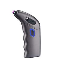 LINGAN Dual Arc Plasma Pulse Lighter Electric Double Arc Lighter USB Rechargeable Candle Lighter Windproof Flameless Touch Switch Fashion Torch Gun Metal Lighter for Cigarette Cigar Pipe (Gray)