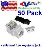 SuperEcable - 50 Pack 00056 CAT5E RJ45 Keystone Jack Tooless (White Color)