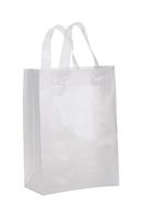 Medium Clear Frosted Plastic Gift Bags - Case of 25