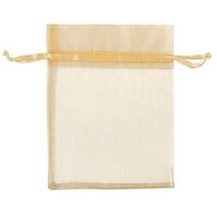 Texplus 100Pcs Drawstring Organza Gift Candy Jewelry Party Pouch Bags (Gold, 6"Wx8"L)