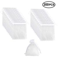 SuPoo 200 Pack Organza Gift Bags Drawstring Gift Bags White Mesh Bags Christmas Wedding Favour Bags Jewelry Candy Bags