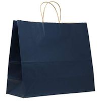 PTP - 16" x 6" x 13" - Navy (Solid) Kraft Paper Gift Tote Bags - 250 Count | Perfect for Restaurants, Birthdays, Weddings, Holidays and All Occasions