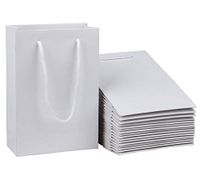 Sdootjewelry White Gift Bags, 50 Pcs Kraft Paper Gift Bags Bulk with Handles, 5.1 x 2.4 x 7.5" Matte Tote Paper Bags, Shopping Bags, Retail Bags, Party Bags
