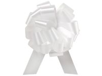 Wedding White Pull String Bows - 8 Inch Wide 20 Loops Large (2 and 1/2 Inch Ribbon) Set of 10