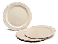 " OCCASIONS" 240 Plates Pack, Disposable Wedding Party Plastic Plates (7.5'' Appetizer/Dessert Plate, Verona Plain Ivory)