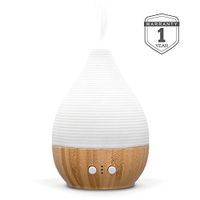 Bre Essential Oil Diffuser 180ML handmade Ceramic&Bamboo Aromatherapy Humidifier with adjustable mist mode&night light, waterless auto shut-off and timing set, silent fan. ZEIGGA LAB