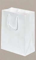 Small White Glossy Euro Tote Bag 8" x 4" x 10" Case of 100