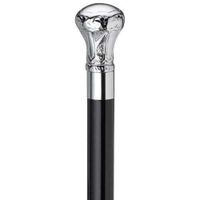 Harvy Canes - Chrome Plated Brass Knob - Walking Cane - 36" - Chrome/Black