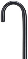 Walking Cane - Black Round nose crook handle hospital cane, 7/8" diameter hardwood shaft, 42" long w/rubber tip.