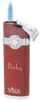 Personalized Visol Lydia Red Torch Flame Lighter with Free Laser Engraving