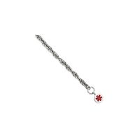 Sterling Silver Engraveable Enameled Disc Medical ID Bracelet
