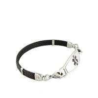 PRE-Engraved Lymphedema Alert, No Needles/BP, Left Arm Medical Bracelet Triple Skyway - Black 8.25