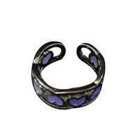 Slendima Exquisite Luminous Heart Open Ring Women Adjustable Fashion Finger Jewelry Purple
