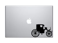 Vintage Carriage #2- Horse Drawn Coach Classic Transport - 5" Black Vinyl Decal Sticker Car Macbook Laptop