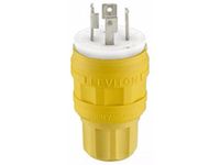 Leviton 28W76 30 Amp, 480 Volt- 3PY, Locking Plug, Industrial Grade, Grounding, Wetguard, Yellow