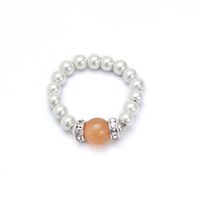 Cats Eye Orange and White Magnetrim Magnetic Therapy Stretch Ring (Small Ring Size 6-7)