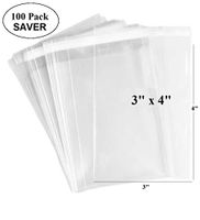 100 Pcs of Ultra Clear Resealable Cello/Cellophane Bags Great for Bakery, Candle, Soap, Cookie, Greeting Cards, and More by CuteBoxCo (3" x 4")