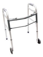 Two-Button Folding and Height-Adjustable Walker (Adult with Straight Front and Wheels)