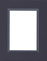 Pack of (2) 16x20 Double Acid Free White Core Picture Mats Cut for 12x16 Pictures in Navy Blue and Baltic Blue