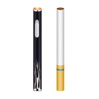 USB Lighter Rechargeable Mini Electric Flameless Windproof Portable Slim Cigargette Lighters (Black-Fire)