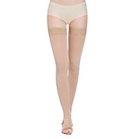 Thigh High Compression Socks, Firm Support 20-30 mmHg Gradient Compression Stockings with Silicone Band. Treatment for Running, Edema, Varicose Veins, Pregnancy, Nursing.(Nude-open,XL)