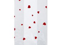 Small Red Tiny"Flutter Hearts" 7x2x3" Cello Cellophane Treat Food Snack Bags (25 ct)
