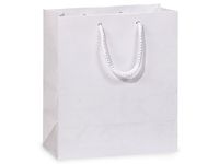Gloss Laminated Gift Bags - White Gloss Gift Bags Cub Mini Pk 8x4x10" (5 Packs; 10 Bags Per Pack) - Wraps-GTCMWH