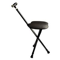 YULAN Stool Walker Crutches Aluminum Black Handle Light Retractable Adjustable Slip Three Feet Old Man Cane