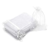 Dealglad 50pcs Drawstring Organza Jewelry Candy Pouch Christmas Wedding Party Favor Gift Bags (5x7", White)