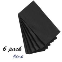 JB Linen Egyptian Cotton 500-Thread-Count 6-Piece Dinner Napkins 20" x 20" Color Black Solid (Set Contains Half Dozen Napkins)
