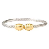 Divoti Stainless Steel Cable Magnetic Bracelet High Performance Pain Therapy by High Power SmCo Magnets w/ 2-Tone PVD Gold Plating- 80