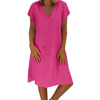 iLUGU T Shirt Dresses for Women Plus Size Summer Casual Solid Color Long Shirt
