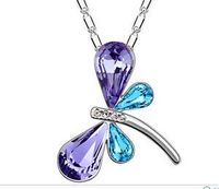 Fashion Womens Dragonfly Crystal Rhinestone Silver Chain Pendant Necklace ~пјЃпјЃ Woman Bright For gift Simple Elegant Comfortable Accessory Unique Style