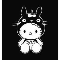 So Cool - My Neighbor Totoro Hello Kitty - Vinyl 4" tall (Color: BLACK) decal laptop tablet skateboard car windows stickers