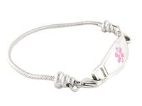 N Style ID Women's Beaded Pan-Dorra Style PRE-Engraved"Type 1 Diabetes" Medical Id Bracelet - Pink 7.75