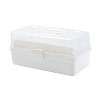 Pevor Plastic Medicine Storage Box First Aid Clear Top Case with Handle& Removal Divider 3-Tier Multi-Functional Family Emergency Kit Organizer Container M