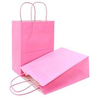 AZOWA Gift Bags Pink Small Kraft Paper Bags with Handles Set of 25(8 x 6 x 3 in)