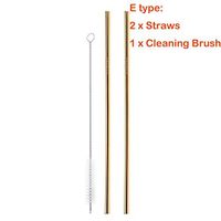 Drinking Straws Reusable Stainless Steel Drinking Straws with Cleaner Brush Tube Straws Wedding Party Drinking Accessories (A 2 straws 1 Brush)