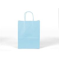 12CT Large Light Blue Biodegradable Paper, Premium Quality Paper (Sturdy & Thicker), Kraft Bag with Colored Sturdy Handle (Large, Light Blue)
