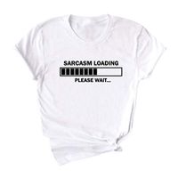 Eoeth Women Short Sleeve Charging Letter Printed Casual T-Shirt Blouse Top Sarcasm Loading Pullover Shirts Tracksuits White