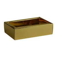 Clear PVC Sleeve DIY Sliding Gold Gift Box-Kraft Paper Luxury Packaging Boxes for Birthday Party, Thanksgiving Occasion 7 x 4.75 x 2 (6 Pack)